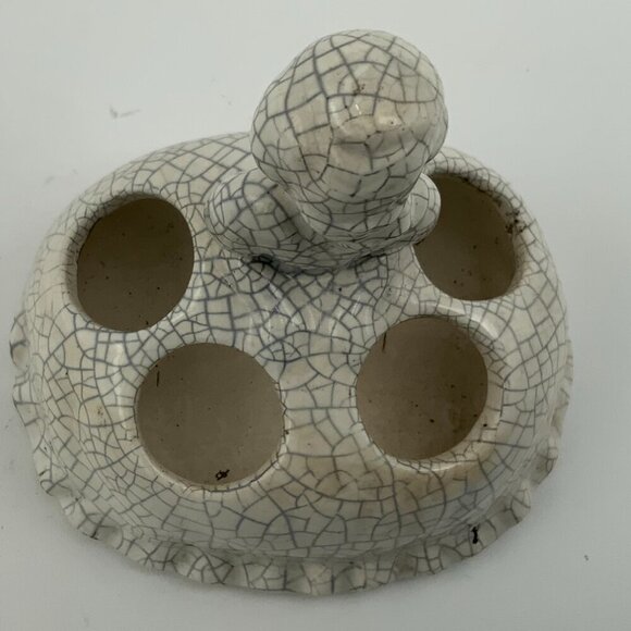 Rare Japanese Vintage Crackle Pottery Lady Lipstick Holder - Picture 6 of 7